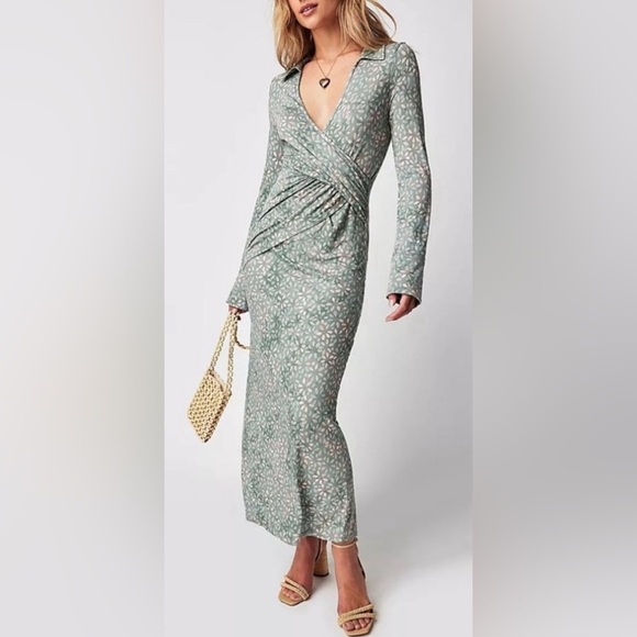 Free People Shayla Floral Long Sleeve Wrap Dress Size S - Picture 1 of 16